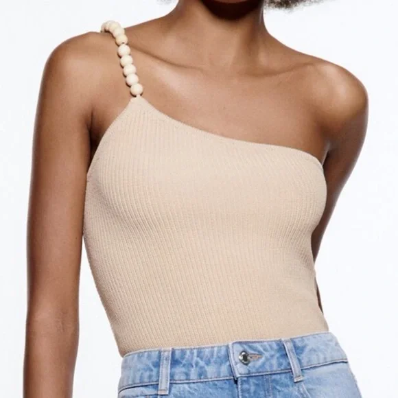 Zara Asymmetric Beaded Knit Top - Picture 2 of 9